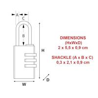 Masterlock 20mm - solid aluminium body with brushed metal finish - 21mm chrome pl - 7620EURD - thumbnail