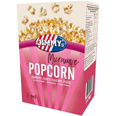 Jimmy&apos;s Popcorn Microwave, zoet, doos van 3 x 90 g