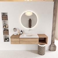 MONDIAZ BUKLA 160cm badmeubel met open module 40 rechts kleur Washed Oak met 2 lades. Wastafel CLOUD midden 0 kraangaten kleur Talc. - thumbnail