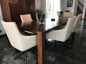 Set van 6 leren eetkamerstoelen - draaibaar - crème kleur leer - Echt leer, Industrieel, ontdek de vele Leersoorten en Kleuren bij ShopX