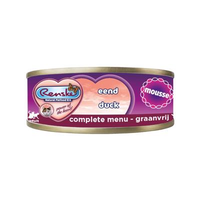 Renske Graanvrij mousse eend natvoer kat (blikjes) 2 trays (48 x 70 g)