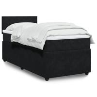 Boxspring met matras fluweel zwart 90x190 cm - thumbnail