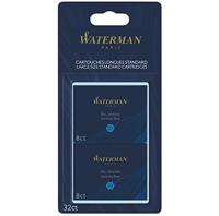 Waterman inktpatronen Standard Long, blauw (Serenity), blister van 32 stuks - thumbnail