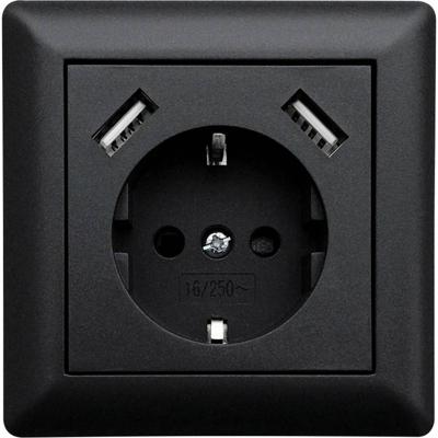 LEDmaxx USB1002 1-voudig Stopcontact (onderbouw) Met USB, Aanraakbeveiliging Zwart LEDmaxx USB1002 1-voudig Stopcontact (onderbouw) Met USB, Aanraakbeveiliging Zwart