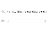 Digitus DN-95435 19 inch Stekkerdoos voor patchkast 1 HE Geaarde contactdoos Geschikt voor kastdiepte: vanaf 300 mm Aluminium, Aluminium (geëloxeerd), Zwart, - thumbnail