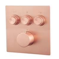 Wiesbaden Afbouwdeel Inbouwthermostaat Caral Klik Pro 3-weg Geborsteld Koper - thumbnail