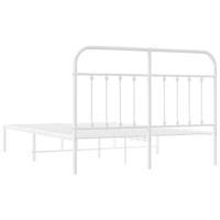 Bedframe met hoofdbord metaal wit 135x190 cm - thumbnail