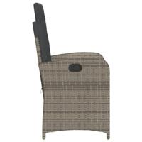Tuinstoelen 2 st verstelbaar met kussens poly rattan grijs - thumbnail