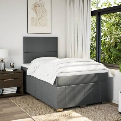 Boxspring met matras stof donkergrijs 120x200 cm - thumbnail