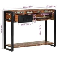 Wandtafel 100x35x75 cm massief gerecycled hout meerkleurig - thumbnail