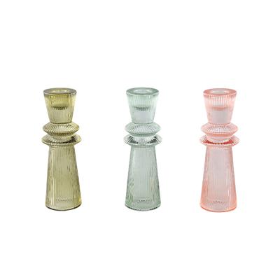 PTMD linty pink glass candleholder cone shape | 8 stuks