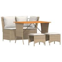 4-delige Tuinset met kussens poly rattan beige - thumbnail
