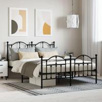Bedframe met hoofd- en voeteneinde metaal zwart 140x200 cm - thumbnail