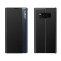 Voor Galaxy S10 Plus Side Display Magnetic Horizontal Flip Plain Texture Cloth + PC Case met Holder & Sleep / Wake-up Function(Zwart) - thumbnail