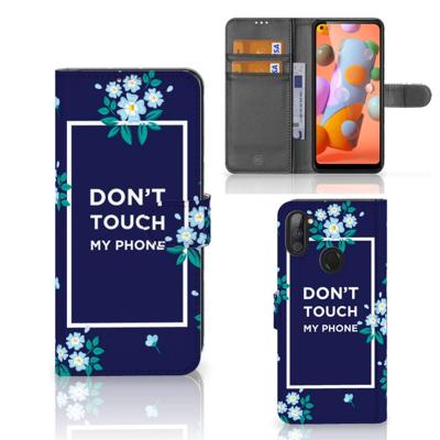 Samsung Galaxy M11 | A11 Portemonnee Hoesje Flowers Blue DTMP Samsung Galaxy M11 | A11 Portemonnee Hoesje Flowers Blue DTMP