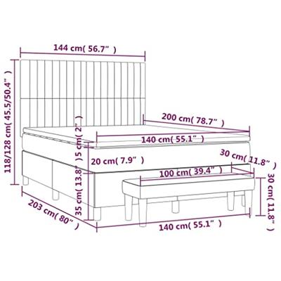 Boxspring met matras stof zwart 140x200 cm