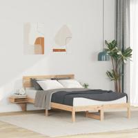 Bedframe met hoofdeinde Bruin 135 x 190 cm Massief grenenhout - thumbnail