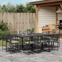 11-delige Tuinset met kussens poly rattan zwart - thumbnail