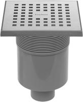 Vloerput Easy Drain Aqua Quattro met Abs Afwerkdeel RVS Rooster en Onderuitlaat AQUA15X15MSI3 Easy Drain - thumbnail