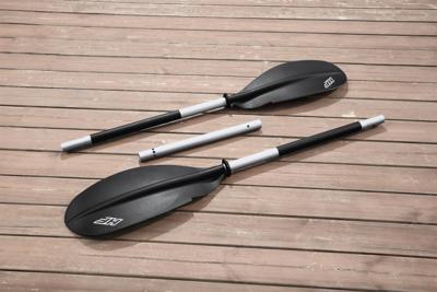 Opblaasbare kajak - BESTWAY - Cove Champion X2 Hydro-Force - 331x88cm - 2 plaatsen - 180kg max - 2 peddels, 2 afneembare vinnen + Opblaasbare kajak - BESTWAY - Cove Champion X2 Hydro-Force - 331x88cm - 2 plaatsen - 180kg max - 2 peddels, 2 afneembare vinnen +