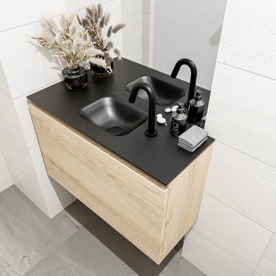 MONDIAZ OLAN 80cm toiletmeubel washed_oak. LEX wastafel urban midden 1 kraangat