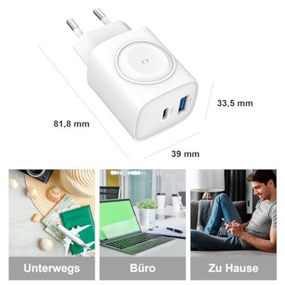 Eaxus Ladestation 3in1 USB-laadstation 1x USB-A, 1x USB-C, 1x Apple MagSafe Wit Binnen Eaxus Ladestation 3in1 USB-laadstation 1x USB-A, 1x USB-C, 1x Apple MagSafe Wit Binnen