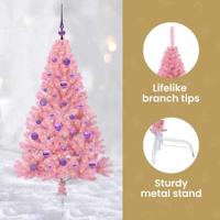VidaXL Kunstmatig voorverlicht kerstboom met 150 led roze 150 cm pvc - thumbnail