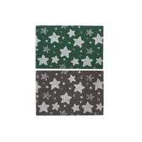 Deurmat DKD Home Decor Grijs Rubber Sterren Wit Groen 2 Stuks Kokosvezel (60 x 40 x 1,5 cm) - thumbnail
