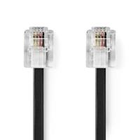 Nedis Telecomkabel | RJ11 Male | RJ11 Male | 2.00 m | Kabel design: Plat | Connectorplating: Goud Verguld | Kabeltype: RJ11 | Zwart - TCGL90200BK20 - thumbnail