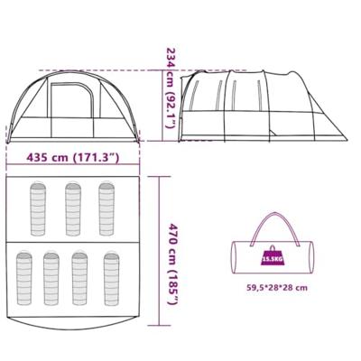 Tunneltent 7-persoons waterdicht blauw