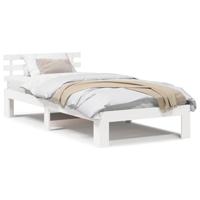 Bedframe met hoofdeinde Wit 100 x 200 cm Massief grenenhout - thumbnail