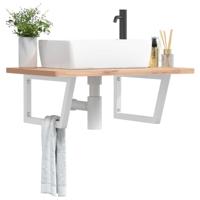 VidaXL Wandbeugels voor wasbak 2 st trapezium staal wit - thumbnail