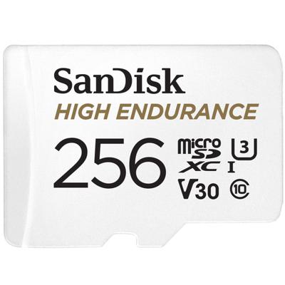 SanDisk High Endurance Monitoring miniSDXC-kaart 256 GB Class 10, UHS-I, UHS-Class 3, v30 Video Speed Class Incl. SD-adapter