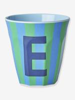 Gestreepte melamine mok LETTER E rice, medium 250 ml meerkleurig - thumbnail