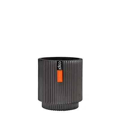 Vaas cilinder groove d23h25cm zwart