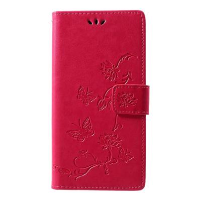 Shop4 - Motorola Moto G7 Plus Hoesje - Wallet Case Bloemen Vlinder Roze Shop4 - Motorola Moto G7 Plus Hoesje - Wallet Case Bloemen Vlinder Roze