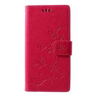Shop4 - Motorola Moto G7 Plus Hoesje - Wallet Case Bloemen Vlinder Roze - thumbnail