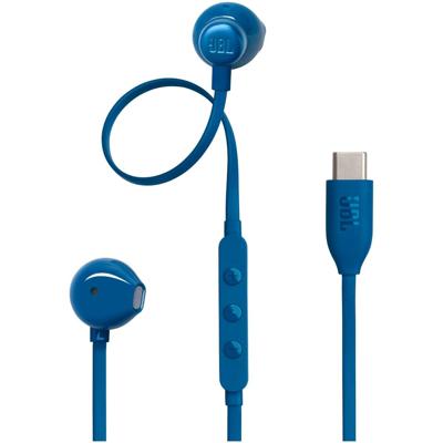 JBL Tune 305 C Bedraade in-ear oortjes met microfoon, met JBL Pure Bass Sound en een 3-knops afstandsbediening, in het blauw