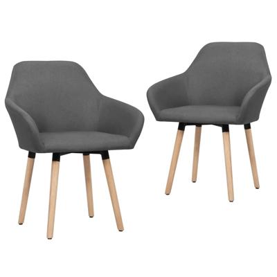 vidaXL Eetkamerstoelen 2 st stof donkergrijs