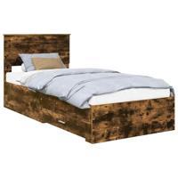 Bedframe met hoofdeinde Gerookt eiken 90 x 200 cm Bewerkt hout - thumbnail