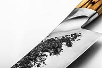 Santoku mes - GESMEED - KATAI - VG10 staal - Handvat van wortelhout - L 18 cm - thumbnail