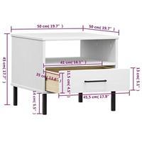 Nachtkastje met metalen poten OSLO massief grenenhout wit - thumbnail