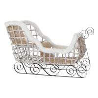 Kerstversiering DKD Home Decor LED Licht Slee Wit 90 x 46 x 62 cm - thumbnail