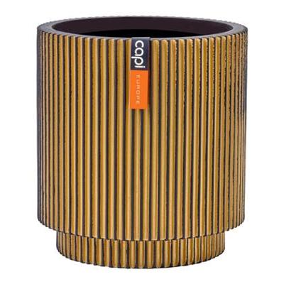 Capi Bloempot Cilinder Groove Goud-Zwart Ø23cm Capi Bloempot Cilinder Groove Goud-Zwart Ø23cm