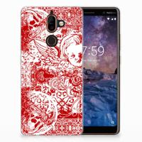 Silicone Back Case Nokia 7 Plus Angel Skull Rood - thumbnail