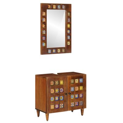 Badkamermeubelset 2 pcs Walnotenhout Massief Mango Hout