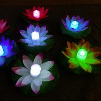 3 kleur LED overstroming licht kunstmatige Lotus zweven bloem vorm lampen voor buitenzwembad wensen Party(Pink) - thumbnail