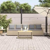 Tuinbank 5-zits met kussens poly rattan beige - thumbnail