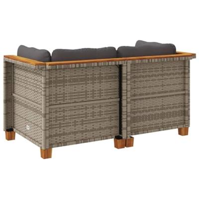 Tuinhoekbanken 2 st met kussens poly rattan grijs - thumbnail