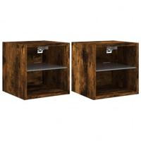 Tv-wandmeubels met LED 2 st 30x28,5x30 cm gerookt eikenkleurig - thumbnail